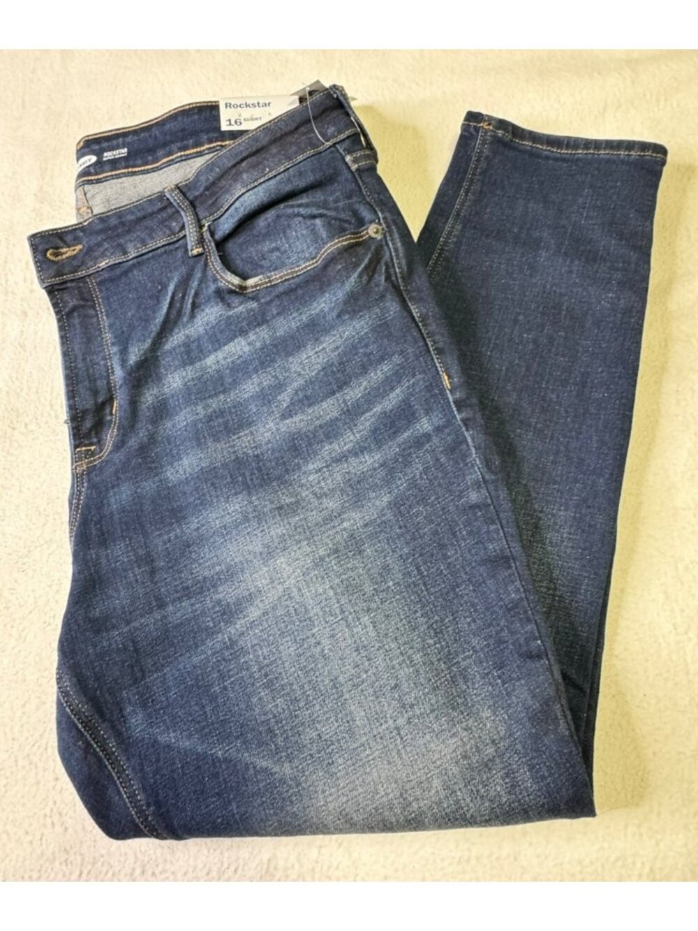 NEW Old Navy Rockstar Super Skinny Jeans 16 Short Womens Denim Stretch Blue